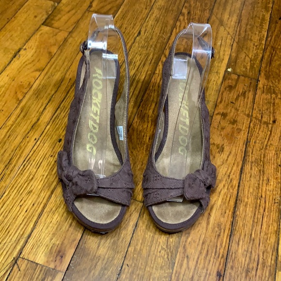 Rocket Dog Shoes - Rocket Dog Open-Toe Bow Slingback Heel Sandal Shoes Brown Size 8.5